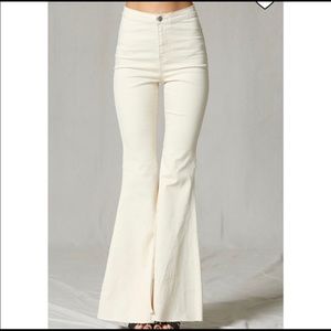 High Waisted White Flared Jeans